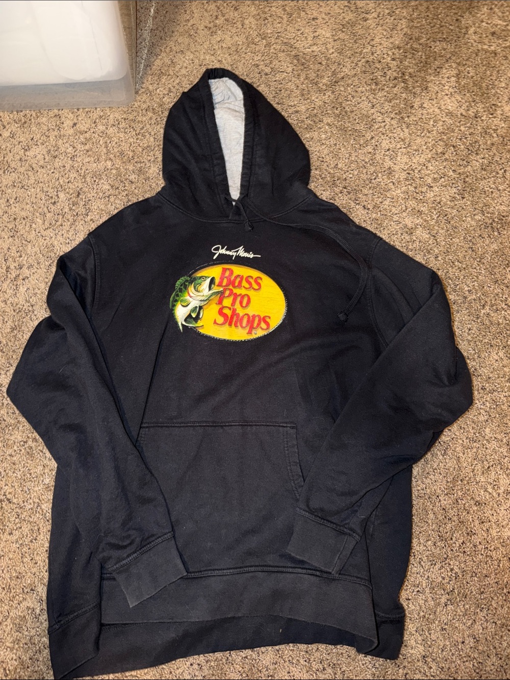 Bass Pro Shops Black Pullover Hoodie with Yellow Logo